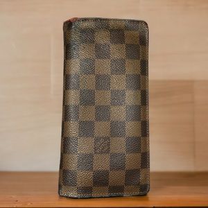 Authentic Louis Vuitton Damier Ebene Long Brazza Unisex Wallet